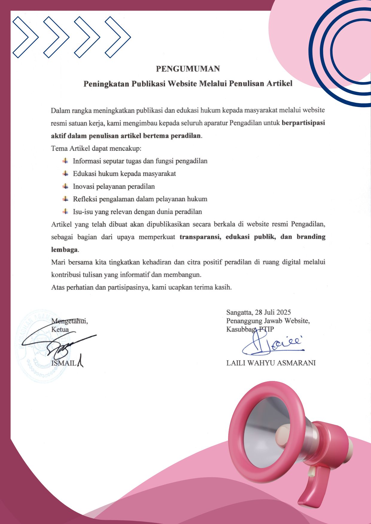PENGUMUMAN